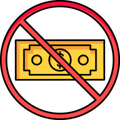 Wall Mural - Stop money icon in red and yellow color.