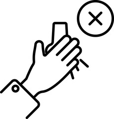 Sticker - No Hand Cover Sneezing icon or Symbol in line art.