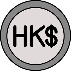 Poster - Grey Hong Kong Dollar Coin Icon in Flat Style.