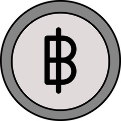 Sticker - Flat Style Baht Coin Icon in Grey Color.