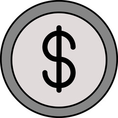 Sticker - Vector Illustration of Gray Dollar Coin.