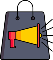 Sticker - Illustration of megaphone with shopping bag icon for advertising icon.