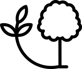 Canvas Print - New plant germination with tree icon in black line art.