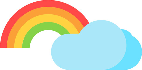 Sticker - Colorful rsvgnbow cloud icon in flat style.