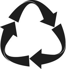 Sticker - Recycling Arrow Icon in Black Color.