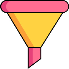 Sticker - Illustration of Filter or Funnel icon in pink and yellow color.