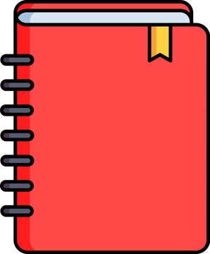 Flat style Notebook icon in red color.