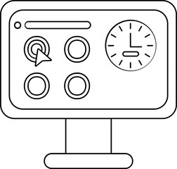 Canvas Print - Line art illustration of Online Exam Optional Timer in Monitor Screen icon.