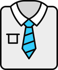 Sticker - Grey Shirt with Necktie icon in flat style.