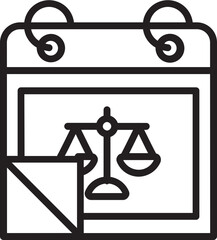 Canvas Print - Justice Date Calendar icon in Black Line Art.