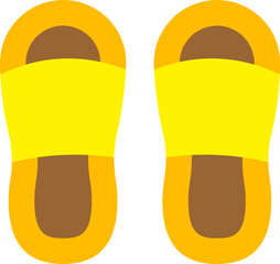 Wall Mural - Illustration of Slippers Icon in Yellow and Brown Color.