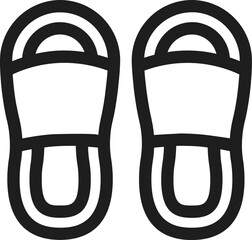 Sticker - Line Art Illustration of Slippers Icon.