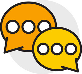 Canvas Print - Flat style Speech bubble icon in yellow and orange color.