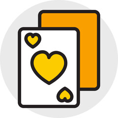 Wall Mural - Heart shape playing card icon in yellow and white color.