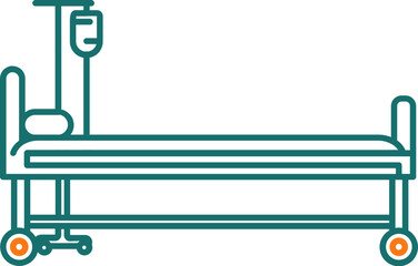 Wall Mural - Stretcher Bed with IV Bag Stand icon in green line art.