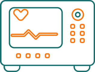 Sticker - Line art illustration of ECG Machine Icon.