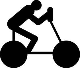 Sticker - Man exercise with stationary bike glyph icon in flat style.