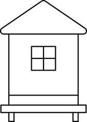 Sticker - Illustration of Hut Icon In Thin Line Art.