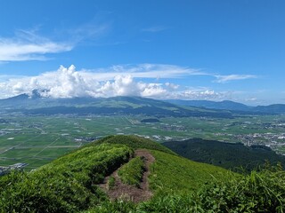 Canvas Print - The Five Peaks of Aso, as seen from Daikanbo, are said to resemble a Buddha lying down