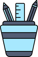 Poster - Pen Holder Icon In Blue Color.