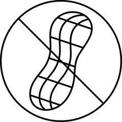 Sticker - Stop Peanut Icon In Black Line Art.