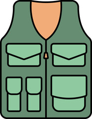 Sticker - Bulletproof Vest Icon In Green And Orange Color.