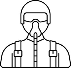 Sticker - Fighter Pilot Icon In Black Line Art.