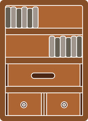 Poster - Illustration Of Bookshelf Icon In Gray And Brown Color.