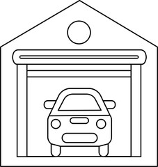 Wall Mural - Black Outline Vehicle Garage Icon Or Symbol.