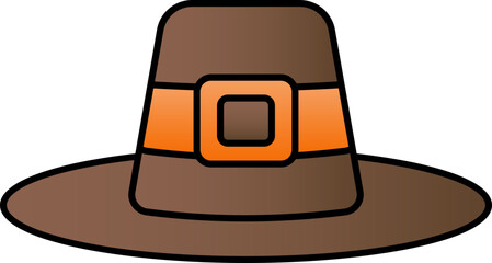 Wall Mural - Pilgrim Hat Icon In Brown And Orange Color.