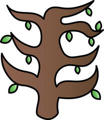 Sticker - Tree Branch Icon In Green And Brown Color.