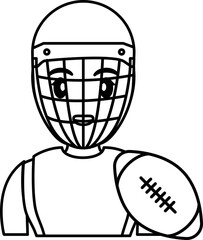 Poster - Woman Rugby Player Icon In Black Line Art.