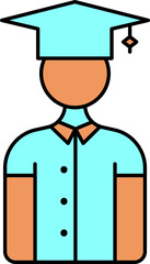 Sticker - Faceless Graduation Boy icon in Flat Style.