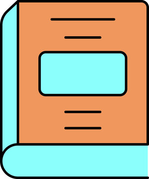 Orange and Cyan Book Icon in Flat Style.