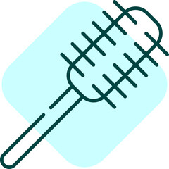 Sticker - Blue Linear Hairbrush Square Icon In Flat Style.