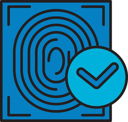 Poster - Approved Fingerprint Icon In Blue Color.