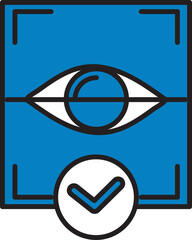 Poster - Approve Retina Recognition Icon In Blue And White Color.