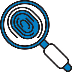 Poster - Searching Fingerprint Icon In Blue And White Color.