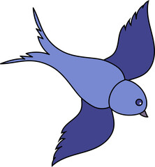 Poster - Fly Swallow Cartoon Blue Icon.