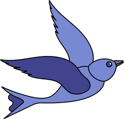 Wall Mural - Fly Swallow Blue Icon In Flat Style.