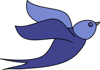 Sticker - Fly Swallow Blue Icon In Flat Style.