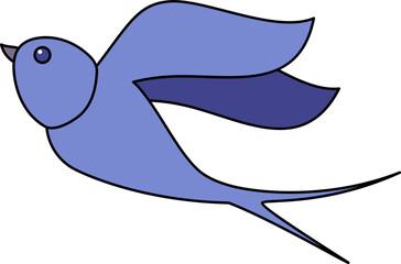 Sticker - Cartoon Character Of Fly Swallow Blue Icon.