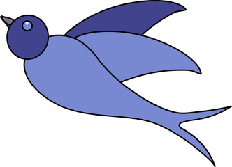 Wall Mural - Fly Swallow Cartoon Icon In Blue Color.