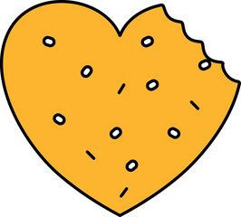 Sticker - Heart Shape Cookie Icon In Yellow Color.