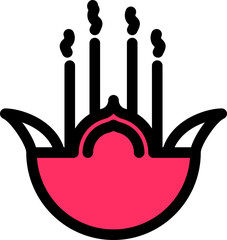 Sticker - Incense Holder Icon Or Symbol In Pink And White Color.