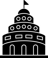 Sticker - Government Building Icon In B&W Color.