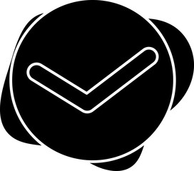 Sticker - Flat Style Check Button Icon On Black Background.