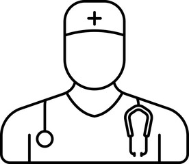 Wall Mural - Doctor Icon In Black Outline.