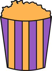 Sticker - Popcorn Box Icon In Purple And Orange Color.