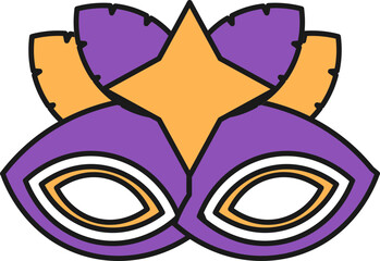 Poster - Carnival Mask Icon In Purple And Orange Color.